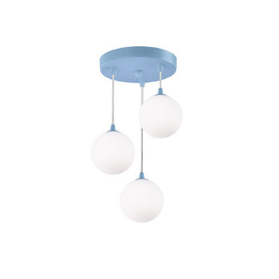 Lighting Collection Kristiansund Blue and White 3Lt Pendant