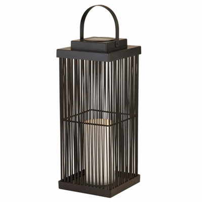 Lighting Collection Large Rattan Solar Outdoor Lantern