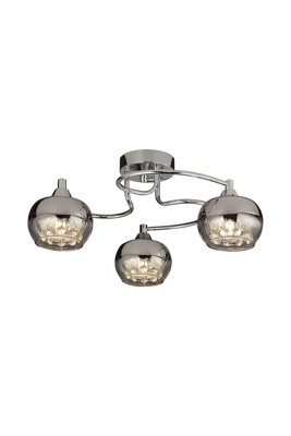 Lighting Collection Laverne 3Lt Rose Chrome Ceiling Flush