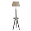 Lighting Collection Macon Light Wood, Grey Table And Chrome Metalwork Floor Lamp