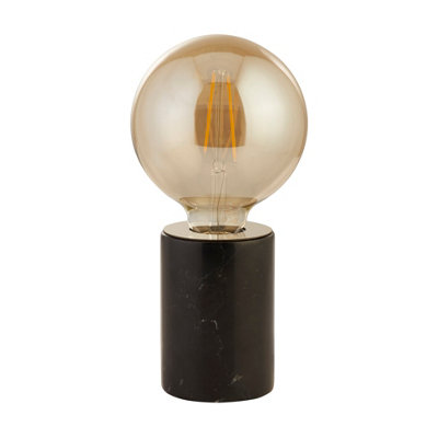 Lighting Collection Madagascar Black Marble Base Table Lamp With Amber LED Bulb