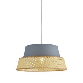 Lighting Collection Mallaig Rattan And Linen Shade Blue