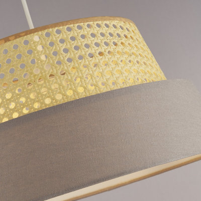 Lighting Collection Mallaig Rattan And Linen Shade Grey