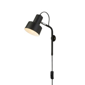 Lighting Collection Malmo Black Plug-In Wall Light