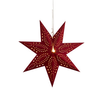 Lighting Collection Matsa Red Flock Christmas Star