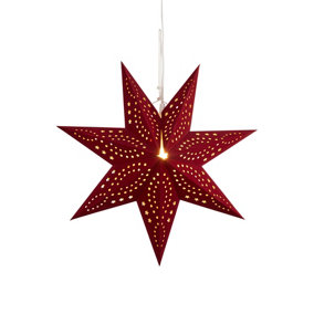 Lighting Collection Matsa Red Flock Christmas Star
