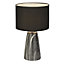 Lighting Collection Mersin Vena Marble Effect Table Lamp With Black Shade