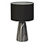 Lighting Collection Mersin Vena Marble Effect Table Lamp With Black Shade