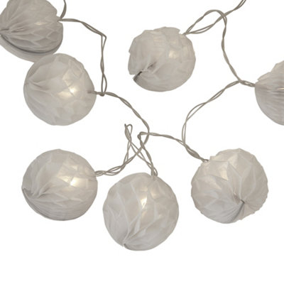 Lighting Collection Milan White LED 10 Light Xmas Paper Shade String Lights