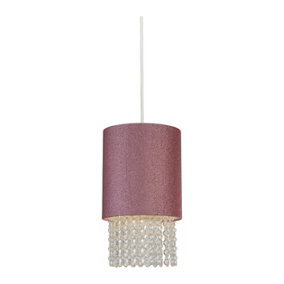 Lighting Collection Mira Pink Glitter Non-Elec Shade & Clear Acrylic Drops