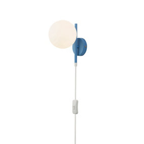 Lighting Collection Newport Blue Plug-In Wall Light