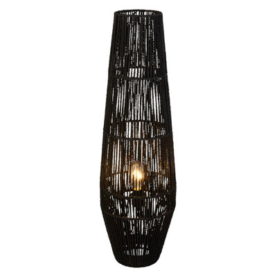 Rattan black deals floor lamp