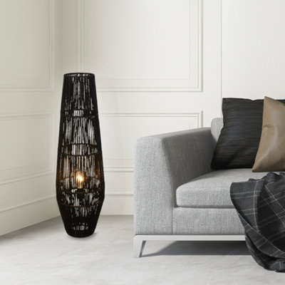 Black wicker floor store lamp