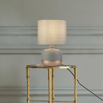 Lighting Collection Pedro Grey & Copper Table Lamp
