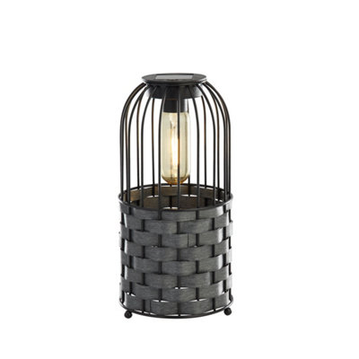 Lighting Collection Pilar Black Rattan Solar Lantern