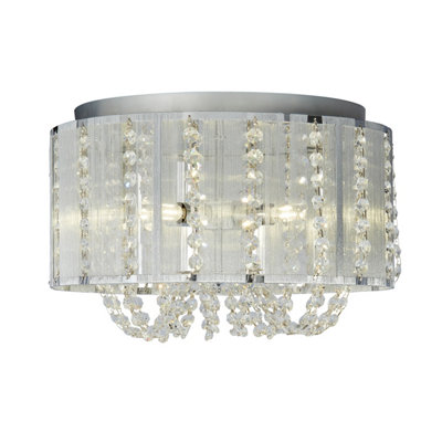 Lighting Collection Providence Chrome & Glass 4Lt Ceiling Flush