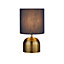 Lighting Collection Puerto Satin Brass & Navy Touch Lamp