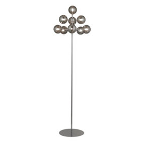 Lighting Collection Quito Chrome & Smoked Glass 9Lt Floor Lamp