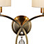 Lighting Collection Riocan Antique Brass 2Lt Wall Light