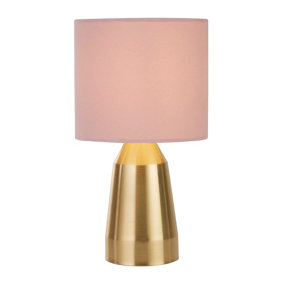 Lighting Collection Salerno Gold Table Lamp With Blush Shade
