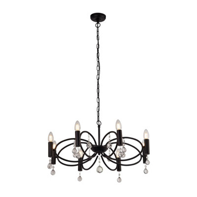 Lighting Collection Santos Matt Black 8Lt Pendant