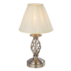 Lighting Collection Skateraw Satin Silver Touch Table Lamp