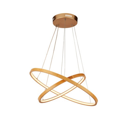 Lighting Collection Sochi 2 Ring Wooden Led Pendant