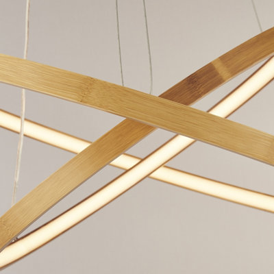 Lighting Collection Sochi 2 Ring Wooden Led Pendant