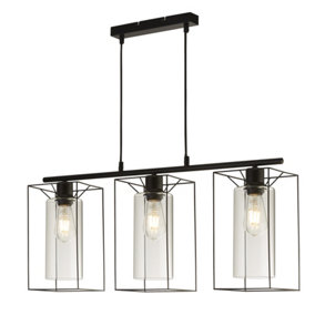 Lighting Collection Soyo Black Frame 3 Light Bar With Clear Inner Glass