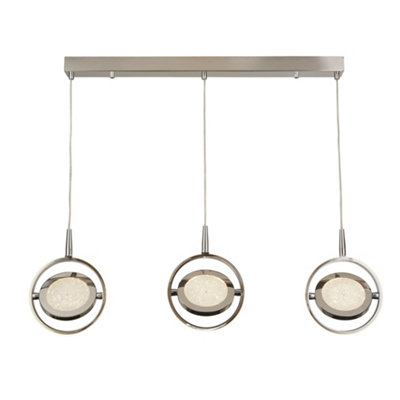 Lighting Collection Split Chrome 3Lt LED Ceiling Bar