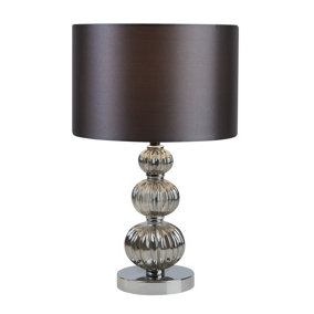 Lighting Collection Stacked Table Lamp, Chrome, Smokey Glass