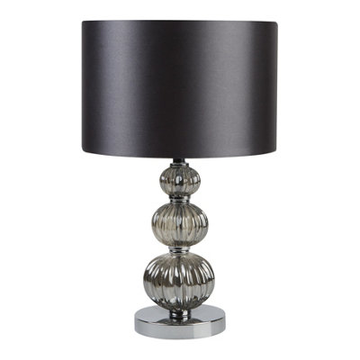 Lighting Collection Stacked Table Lamp, Chrome, Smokey Glass
