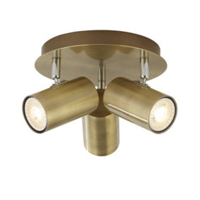 Lighting Collection Tampa Antique Brass Cylinder 3 Light Spotlight