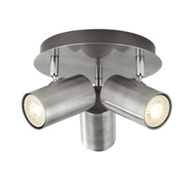 Lighting Collection Tampa Satin Silver Cylinder 3 Light Spotlight
