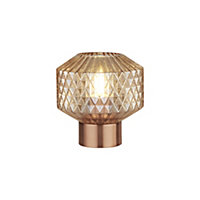Lighting Collection Textured Amber Glass Table Lamp