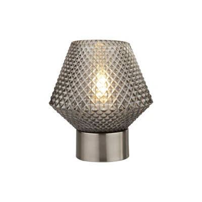 Lighting Collection Textured Smoked Glass Table Lamp