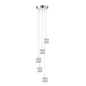 Lighting Collection Toran Chrome 5Lt Multi-Drop Pendant