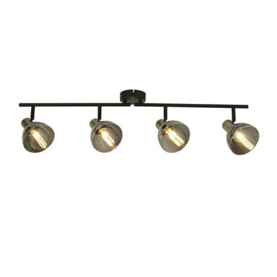 Lighting Collection Tumen Smoke, Satin Nickel And Black 4 Light Bar