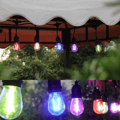 Lighting Legends 15M Multi-Colour Heavy Duty Festoon Plug-in Outdoor String Lights