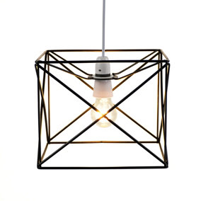 Lighting123 Geosphere Industrial Pendant Light Fixture with Easy Fit LED Bulb Cap Lightshade for Kitchen Living Room Bedroom Offic