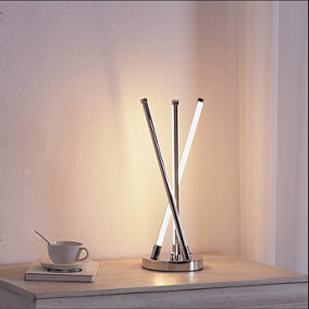 Lighting123 Inception Warm LED Modern Chromium Metal Table Lamp Light Fixture Ideal for Living Room, Bedroom