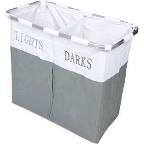 Lights & Darks Laundry Hamper Basket Clothes Storage Grey