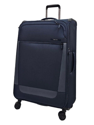 Lightweight 4 Wheel Large Soft Shell Suitcase in Navy
