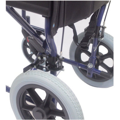 Lightweight Aluminium Compact Attendant Propelled Transport Wheelchair - Blue
