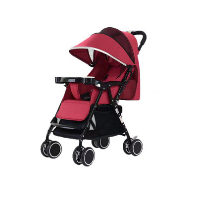 Lightweight Baby Stroller Easy One Hand Folding Compact Pushchair Wine Red