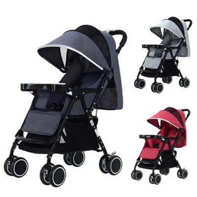 Lightweight Baby Stroller Easy One Hand Folding Compact Pushchair Wine Red