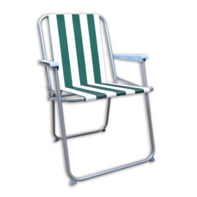 Lightweight Folding Chair Picnic Green & White Stripe Festival Portable Outdoor