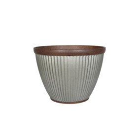 Lightweight Indoor or Outdoor Garden Pot Planter with Drainage Holes - Irondale Plant Pot - Plastic - L38 x W38 x H28 cm - Silver