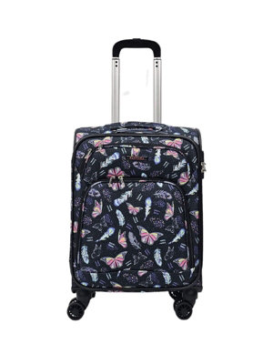 Lightweight Print 8 Wheel Luggage Cabin Soft Shell Suitcase in Butterfly