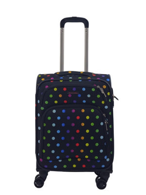 Lightweight Print 8 Wheel Luggage Cabin Soft Shell Suitcase in Dots